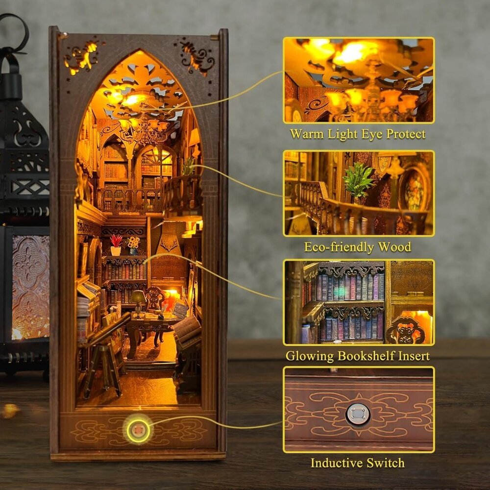 Book Nook Kit - DIY Doll House Booknook, Book Nook Miniature Kit for Bookshelf D - Picture 4 of 7